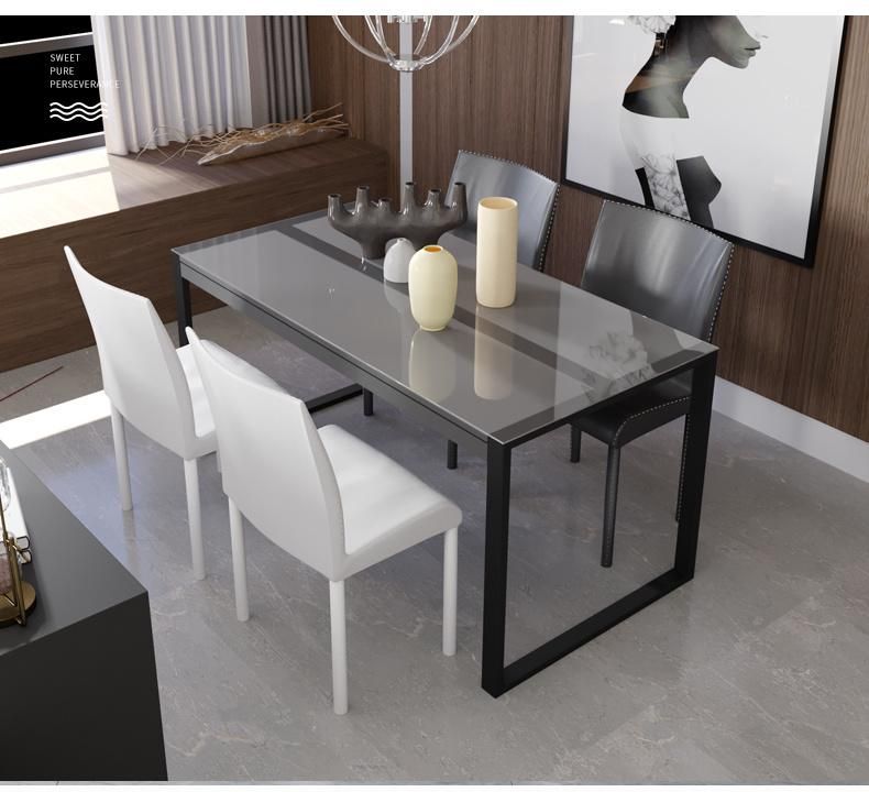 Hot Sale Black Glass Top Furniture Dining Room Table