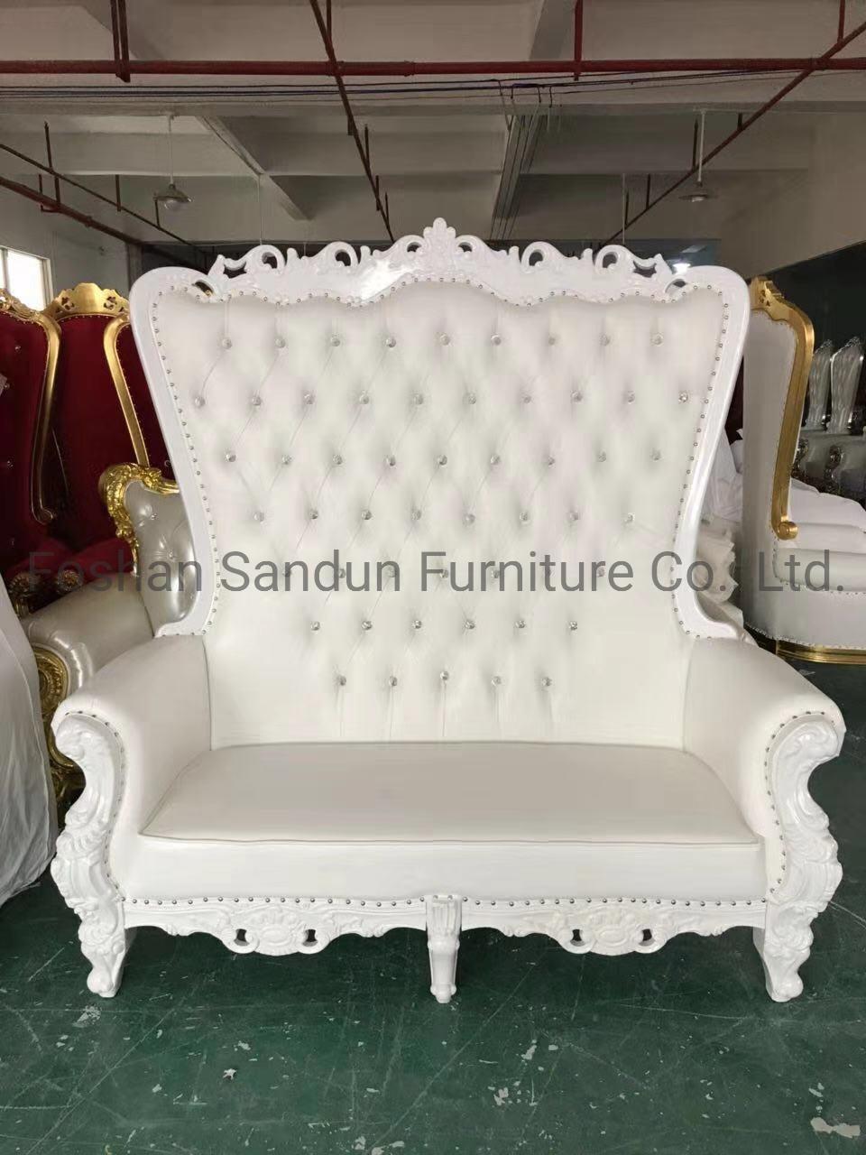 5 Years Guarantee Time Golden Frame Solid Wood Wedding Throne Sofa