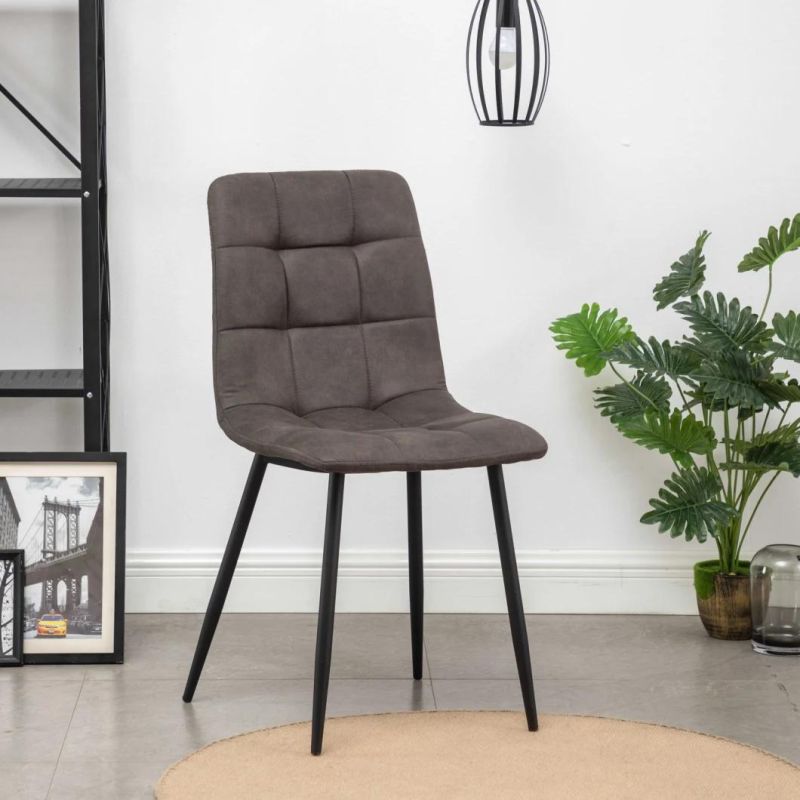 Factory Wholesale Modern Small Fabric Dining Chair with Black Painting Legs