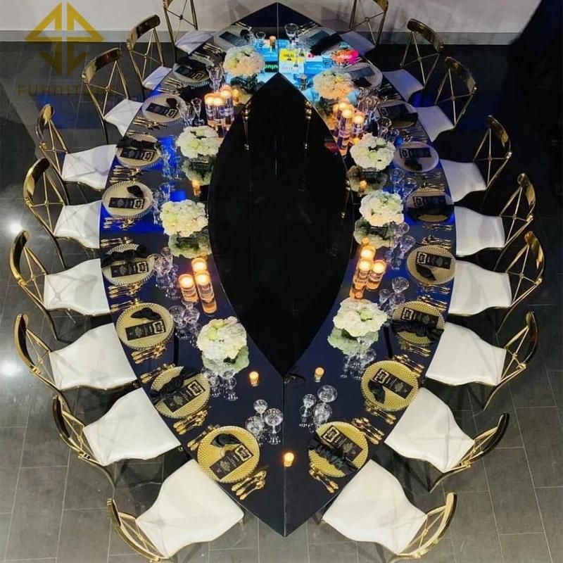 Modern Luxury Dining Gold Frame Metal Stainless Steel Chair and Table for Restaurant and Wedding