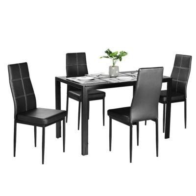 Modern Luxury OEM Black High Gloss Rectangle Iron Frame Home Restaurant Furniture Dining Table