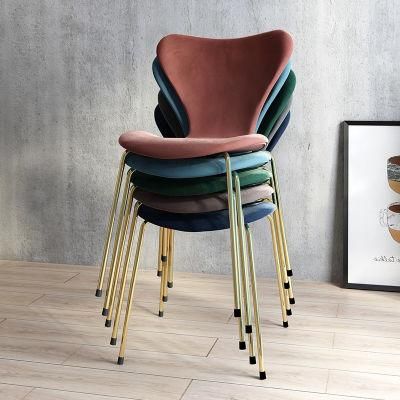 Restaurant Dining Chair Metal Frame Fabric Velvet Dining Room Chair