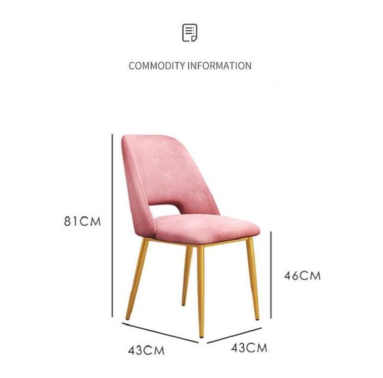 French Pink Velvet Upholstered Restaurant Luxury Home Furniture Dining Chair