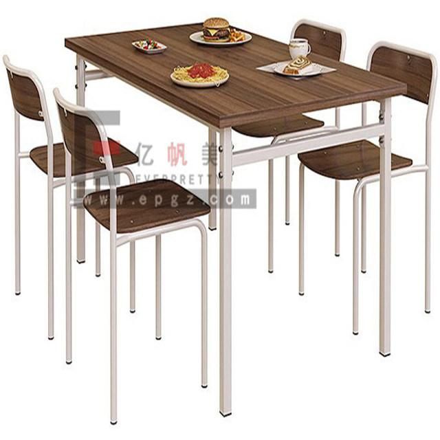 China Supplier Restaurant Furniture Four Seaters Dining Table & Chairs