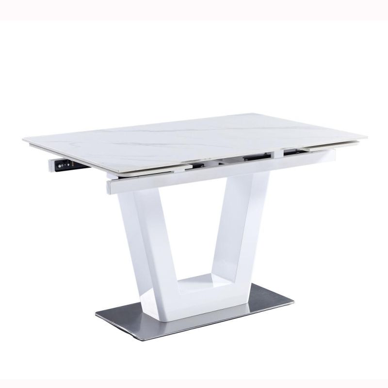 Modern Italia Marble Ceramic Dining Table with Two Side Top Extension