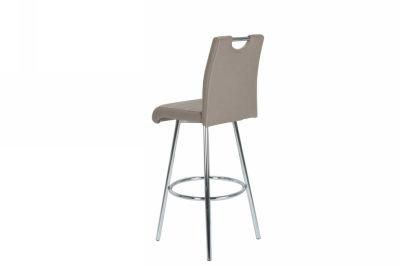 Gray Round Silver Leg Bar Chair