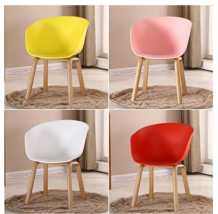 Italian Wooden Color Metal Leg Side Chair Backrest Plastic Dining Chair for Coffee Shop