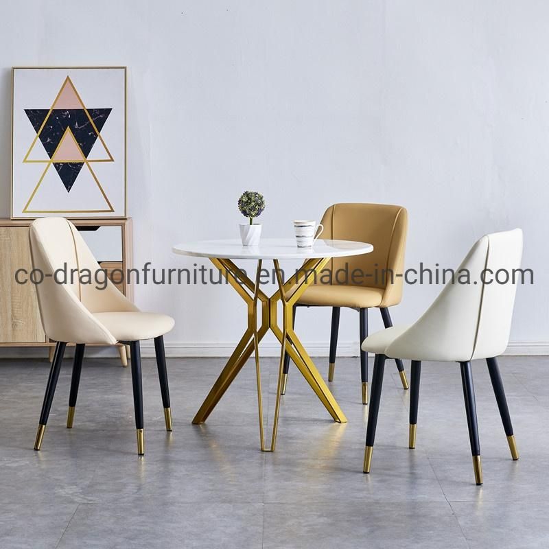 Colorful Metal Legs PU Leather Coffee Dining Chair Sets Furniture