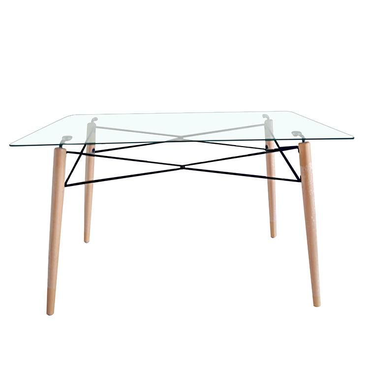 Hot Sale Chinese Wholesale Home Furniture Modern Tempered Transparent Square Glass Dining Table