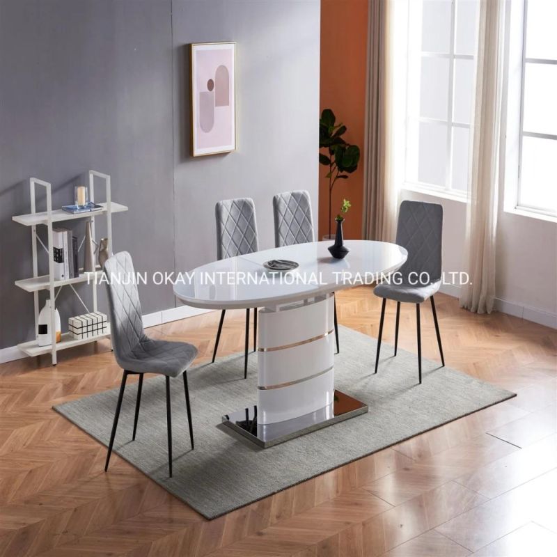 Big Size Round Dining Table Modern Dining Room Furniture White Finishing Solid Wood Luxury Design Round Dining Table