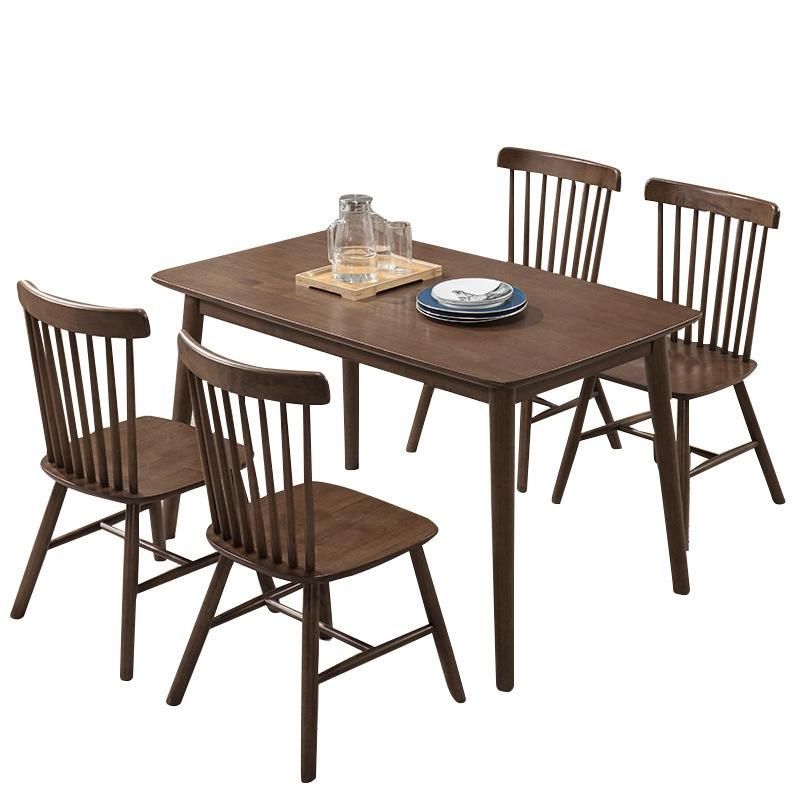 Simple Design Country Style Natural Wooden 4 Seater Table Dining Room Set