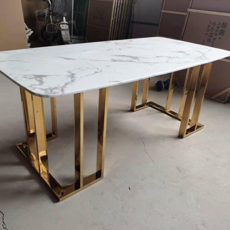 Wholesale Restaurant Tables Metal Base Square Marble Top Dining Table