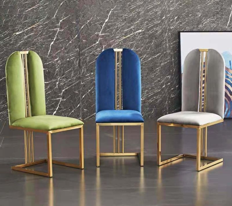 Customized Chairs Leather Dining Chair with Stable Metallic Legs