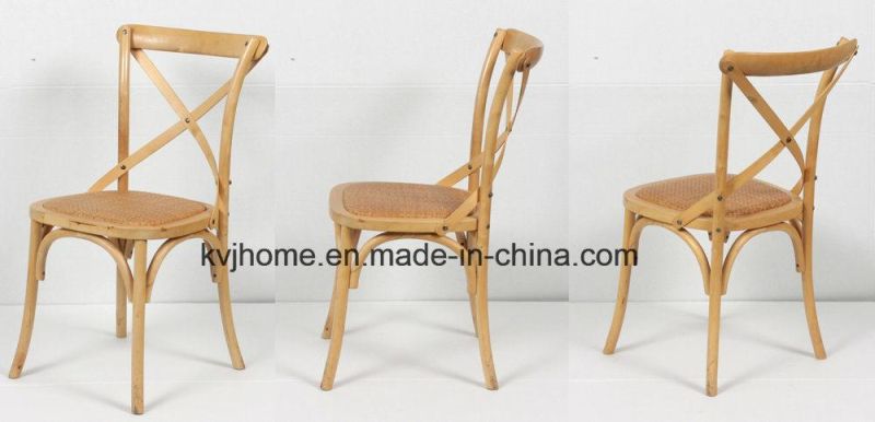 Natural Birch Wood Cross Back Chair for Restaurant