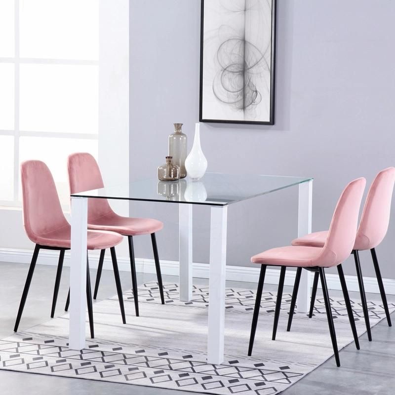 Luxuary Glass Dining Dining Table and Chairs Set 2 4 6 8 Chairs Glass Top Modern Round Tempered Glass Dining Dining Table Set