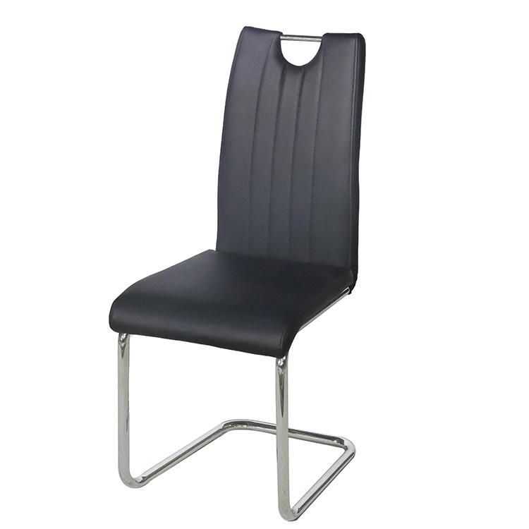 Wholesale Modern Home Dinner Furmiture Metal Legs PU Leather Bow Shape Dining Chair