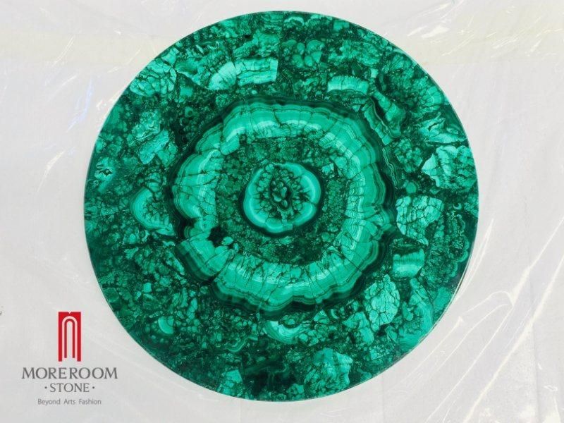 Classic Round Semi-Precious Stone Table Indoor Luxury Malachite Green Marble Coffee Table