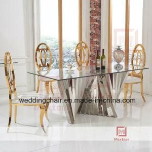 General Use Living Room Furniture Silver Glass Dining Table