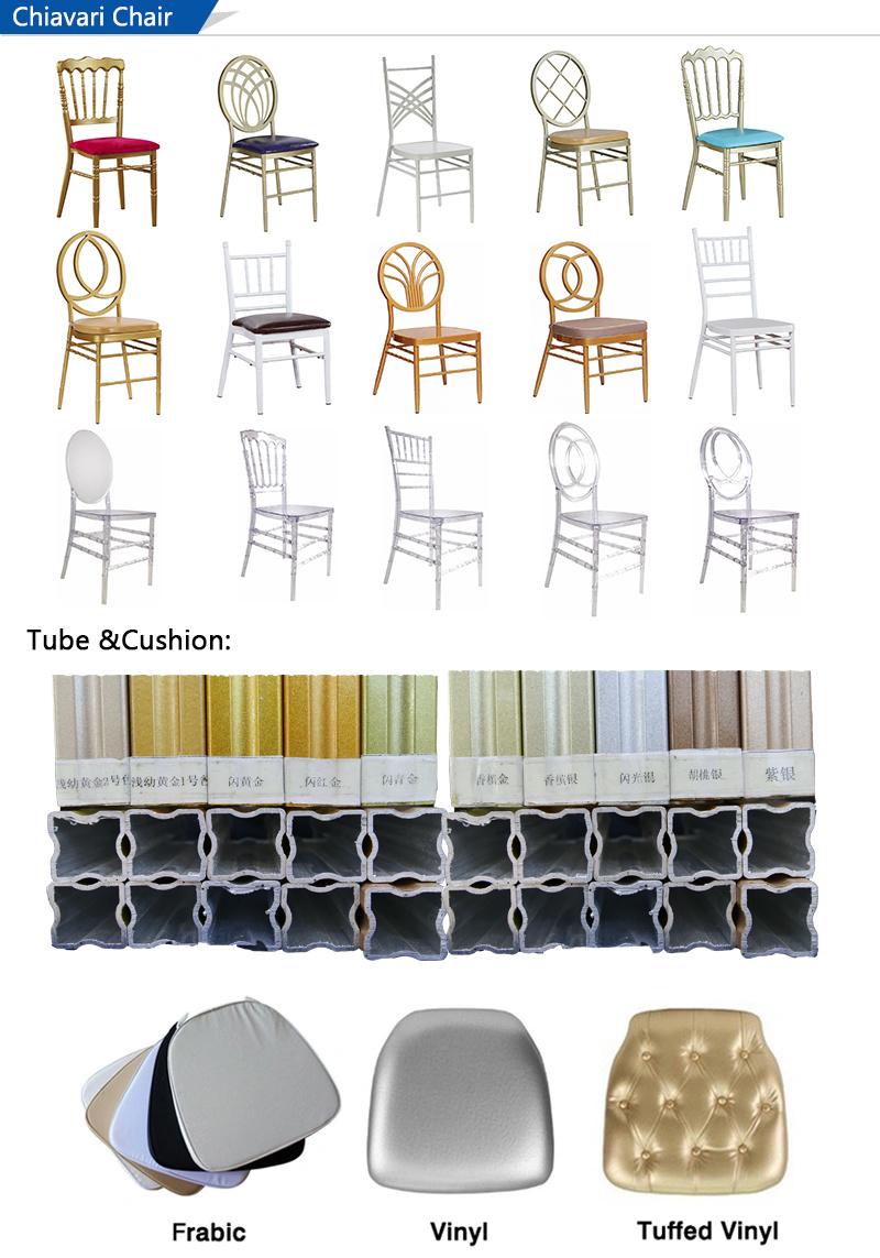 Outdoor White and Gold Steel Metal Chiavari Chair for Wedding