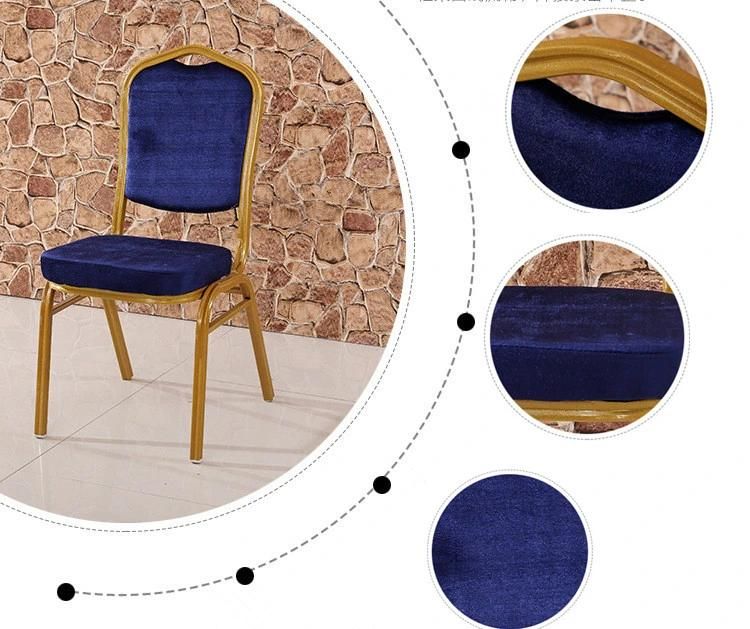 Modern Back Stackable Hotel blue Color Banquet Metal Chair Furniture