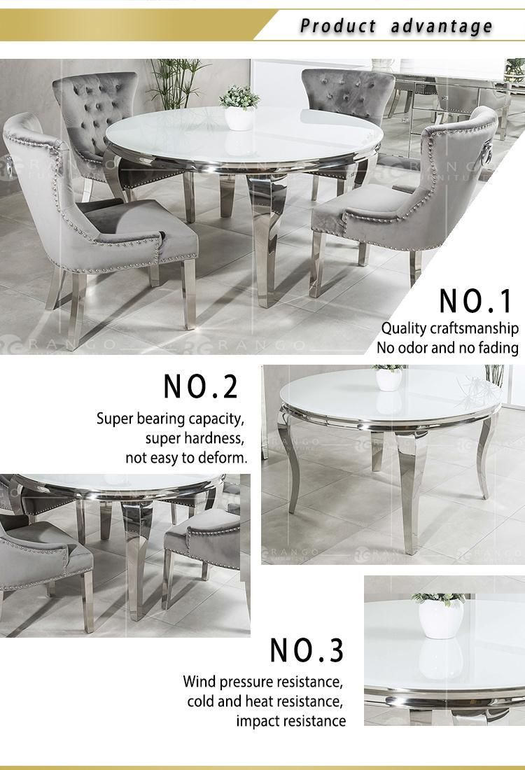 Marble Round Dining Table Modern Restaurant Table and Chairs Outdoor Dining Table Sets with 6 Dining Chairs