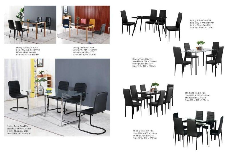 China Wholesale PU PVC Faux Synthetic Leather Restaurant Modern Metal Cheap European Black Chair Dining Chair