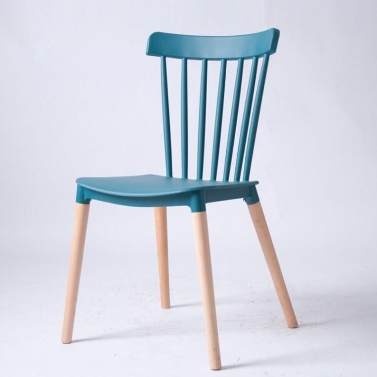 French Windsor Outdoor Chair for Home Furniture Restaurant Hollow Back Modern Nordic Wooden Leg Plastic Dining Chair