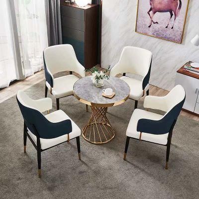 Hot Sale Low Price Light Luxury Modern Italian PU Leather Metal Dressing Dining Chairs for Home Furniture