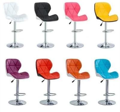 Restaurant Coffee Furniture Lift Bar Stool Black PU Fabric Swivel Bar Chair