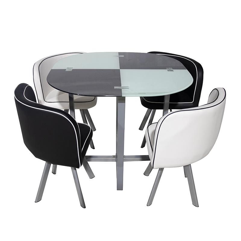 Modern Luxury Furniture Dining Room Table Chair Tempered Glass Marble Top Metal Stainless Steel Base Kitchen Dining Table Sets