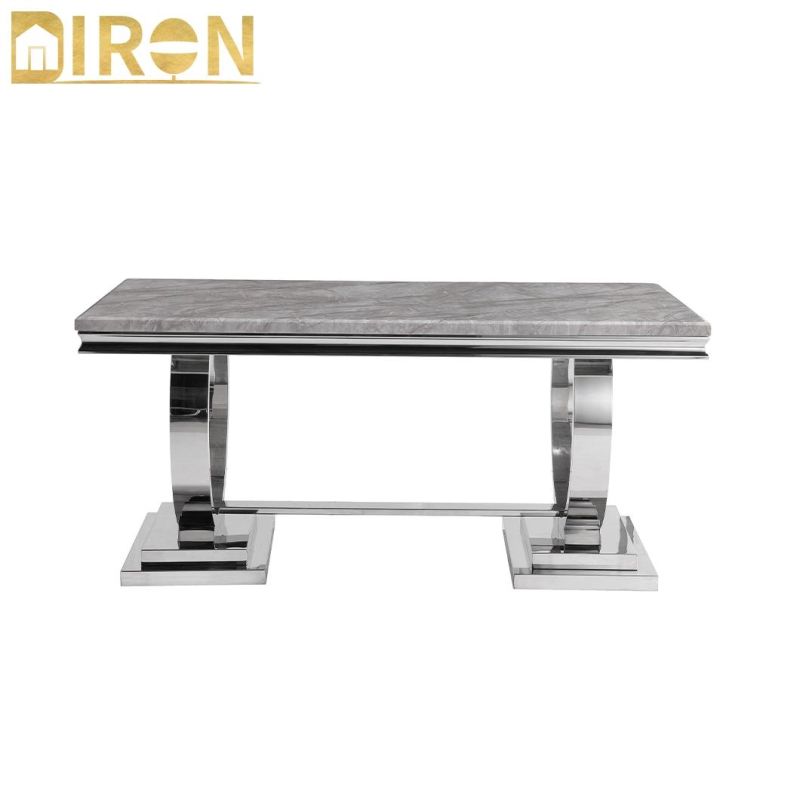 Chinese Wholesale Modern Luxury Stainless Steel Rectangular Shape Dining Table