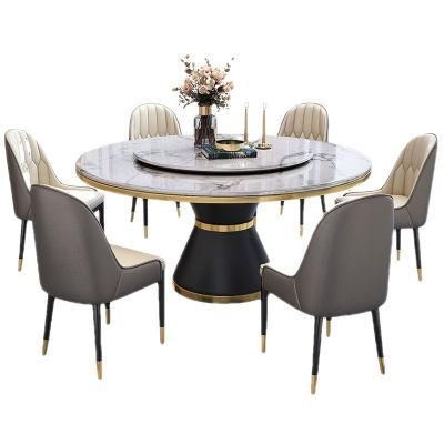 Home Furniture Set Kitchen Metal Frame Marble Dining Table