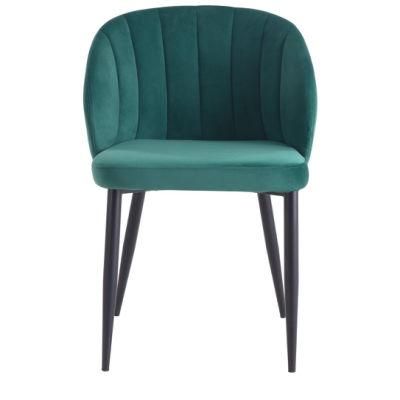 Wholesale Modern Luxury Fashion Colorful Classic Soft Velvet Fabric Upholstery Cafe Dining Chair with Metal Leg