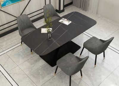 Modern Furniture Ceramic Top Extendable Dining Table for Metal Feet