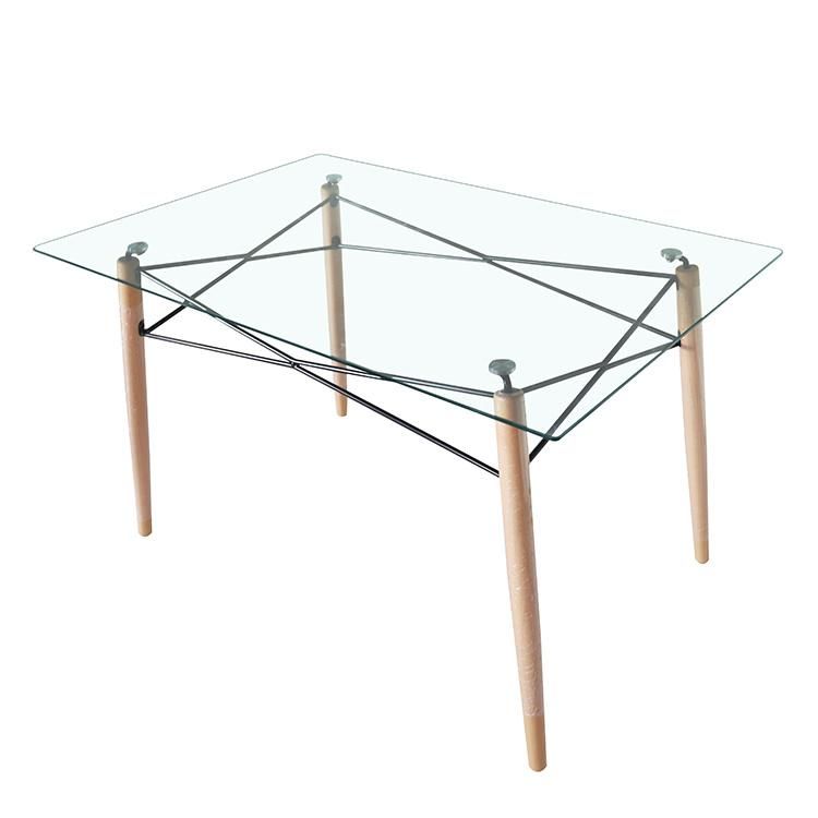 Free Sample Cheap Classic 4 Seater Modern Fiber Glass Top Dining Table