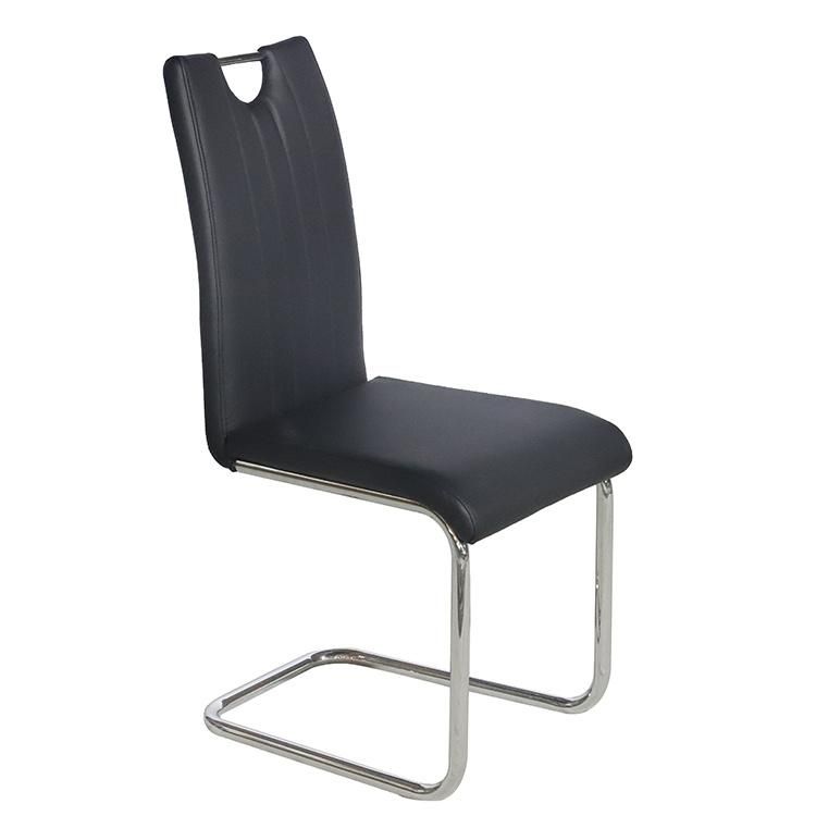 Wholesale Cheap High Quality PU Leather Bow Dining Chair with Iron Leg Electroplating