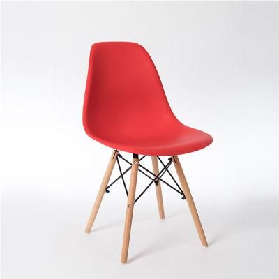 Red Stools Plastic Solid Wood Dining Room Home Nordic Dining Chairs