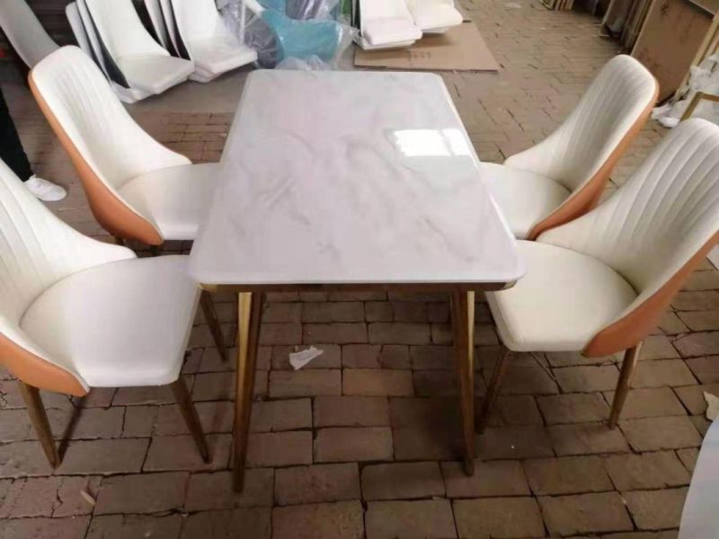 Modern Design Metal Leg Dining Table Marble Dining Table