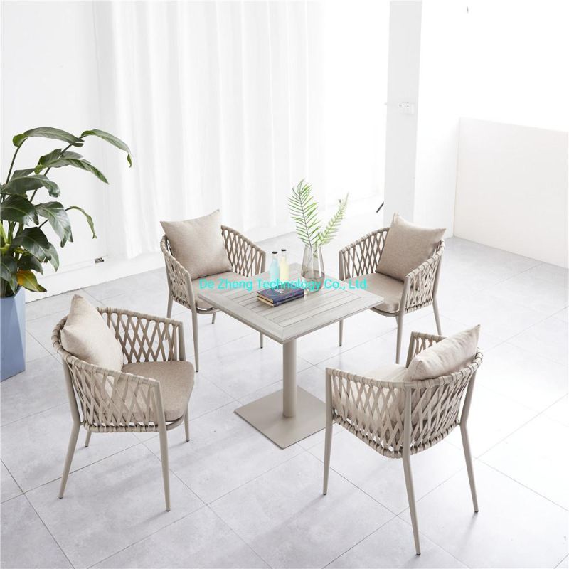 Best Price Metal European Design Modern Stainless Steel Dining Garden Outdoor Furniture Aluminum Sintered Stone Table Set