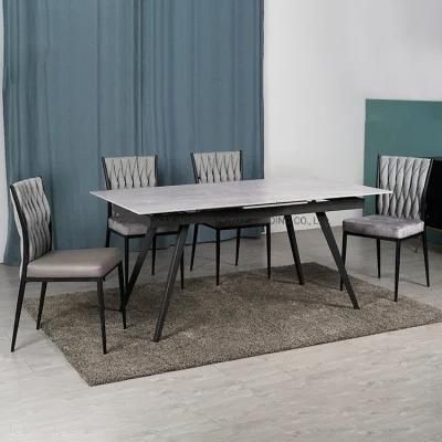 Okay Furniture Modern Style Saving Sintered Stone Black Extension Square Dining Table