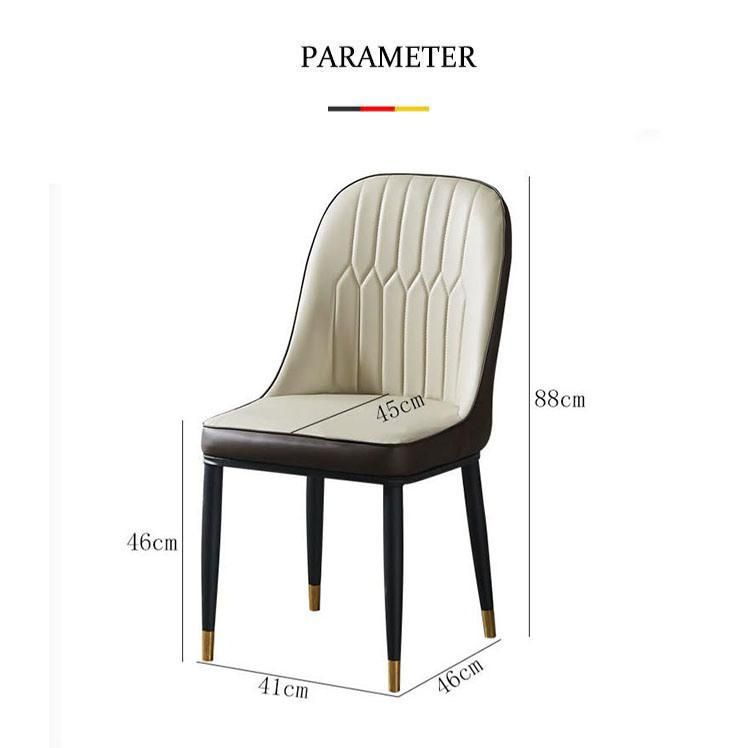 Outdoor Modern Restaurant Home Dinner Furmiture Metal PU Leather Dining Chairs