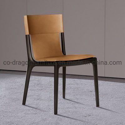 Popular European Style Wooden Legs Leather Dining Chair Furniture