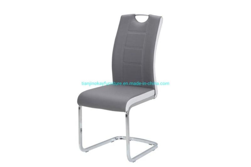 Modern Silver Frame Grey Velvet Dining Chair of High Quality