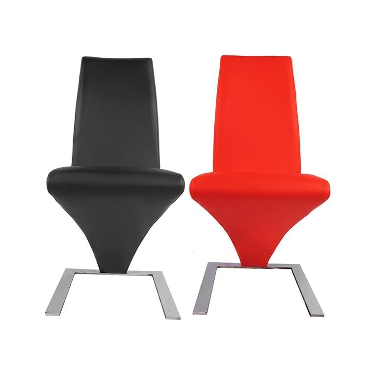 China Wholesale Modern Simple Z Shape PU Leather Metal Commercial Restaurant Dining Chair