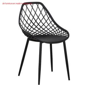 Modern PP Seat and Iron Leg Dining Chair