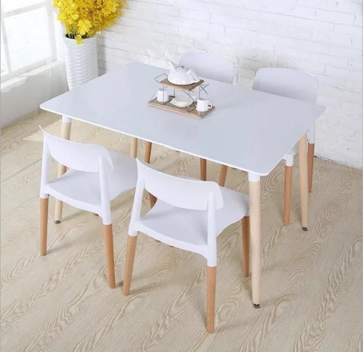 Blanc Chaise Chair Minimalist Modern Furniture Dining PP+Beech Wood Chairs Lower Price White Furniture Chair