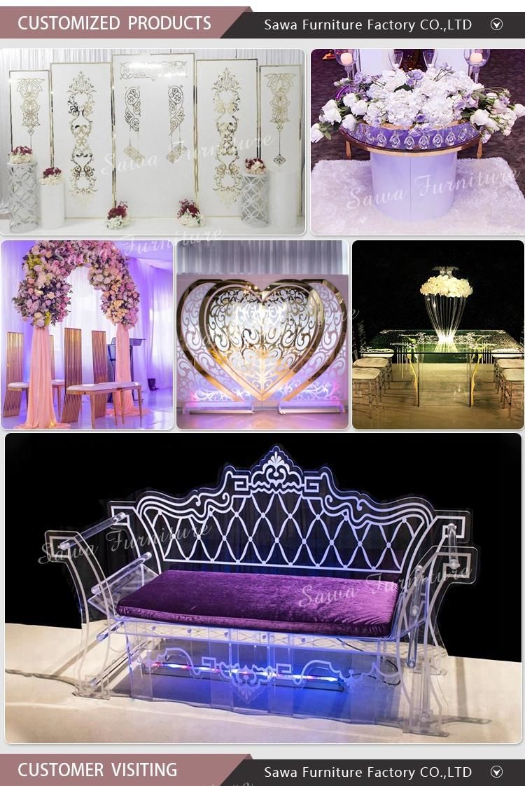 Special Back Design Stainless Steel Gold Wedding Chairs