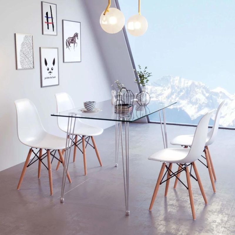 Factory Customized Modern Durable Home Furniture Best Price Transparent Glass Top Dining Table