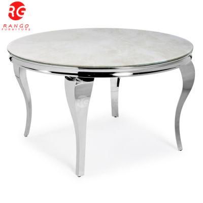 Gold Dining Tables Mirror Glass Tops Modern Italian Marble Dining Table with 4 Chairs