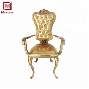 Wholesale Cheap Price Gold Throne Wedding Chairs with Gold Armrest